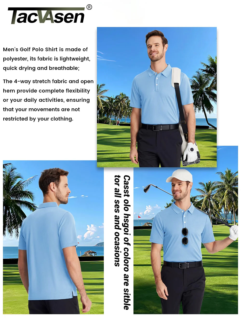 TACVASEN Summer Casual T-shirts Mens Short Sleeve Polo Shirts